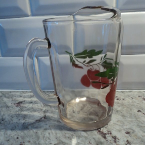 vintage anchor hocking glass water pitcher cherry pattern - Picture 3 of 9
